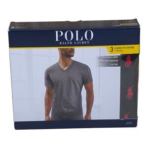 Polo Ralph Lauren 3-Pack Classic Fit Cotton V-Neck T-Shirts Mens Small Black